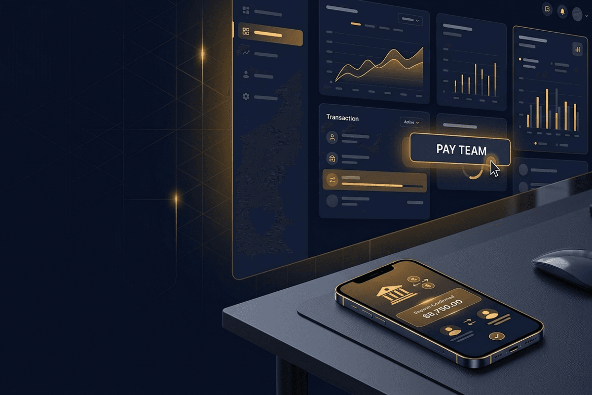 CeloWorks dashboard showing instant payroll and mobile money transfers
